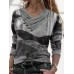 Printed Cross V-Neck Long Sleeve Sweatshirt HF2507-01-01