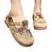 Green Little bear Cotton Linen Flat Shoes