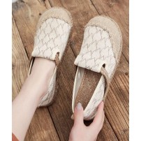 Casual Splicing Flat Feet Shoes Beige Cotton Linen Fabric