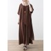 Women Asymmetric Hem Chiffon Box Top Work Brown Tunic Blouse Summer