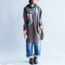 stylish big bird prints gray casual knit cotton tops plus size grid hooded t shirt