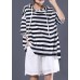 Italian hooded cotton top silhouette Outfits black white striped shirt summer