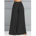 Women Solid Color Tie Waist Casual Swing Pants With Pocket